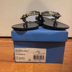 Jack Rogers Georgica Jelly Sandals - Midnight/Gold